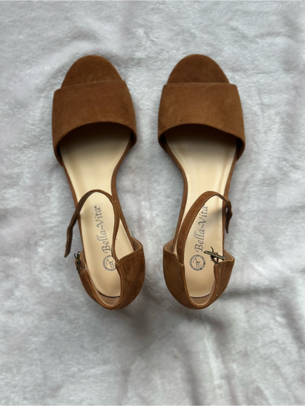 Bella Vita Chestnut Brown Suede Ankle-Strap Block Heels